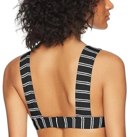 NWT Seafolly Inka Stripe Longline Tri Bikini Top in Black - Picture 2 of 12